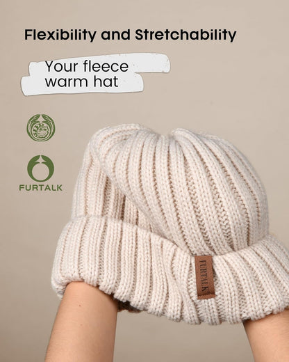 FURTALK Winter Hats for Women Fleece Lined Beanie Knit Chunky Womens Snow Cap