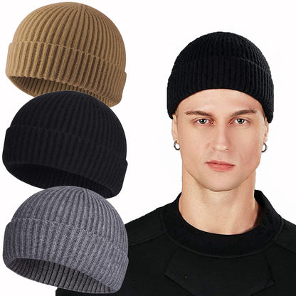 ROYBENS Swag Wool Knit Cuff Short Fisherman Beanie for Men Women Winter Hat