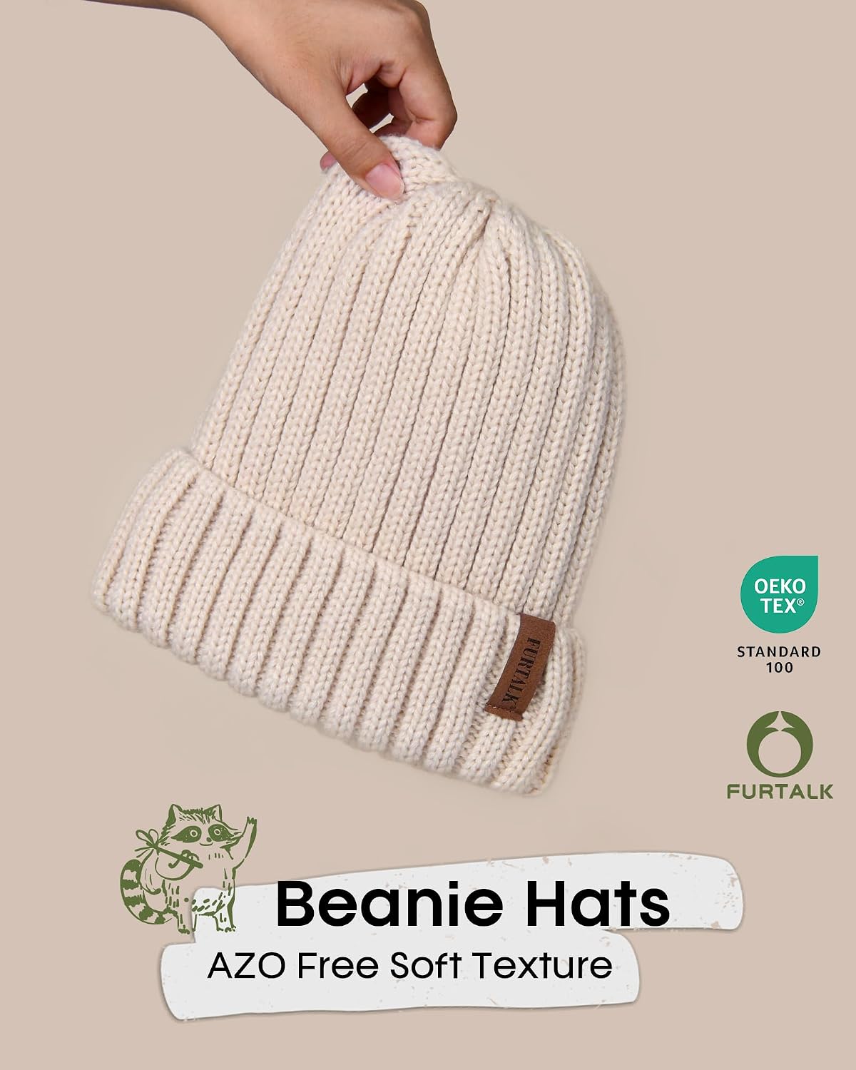 FURTALK Winter Hats for Women Fleece Lined Beanie Knit Chunky Womens Snow Cap