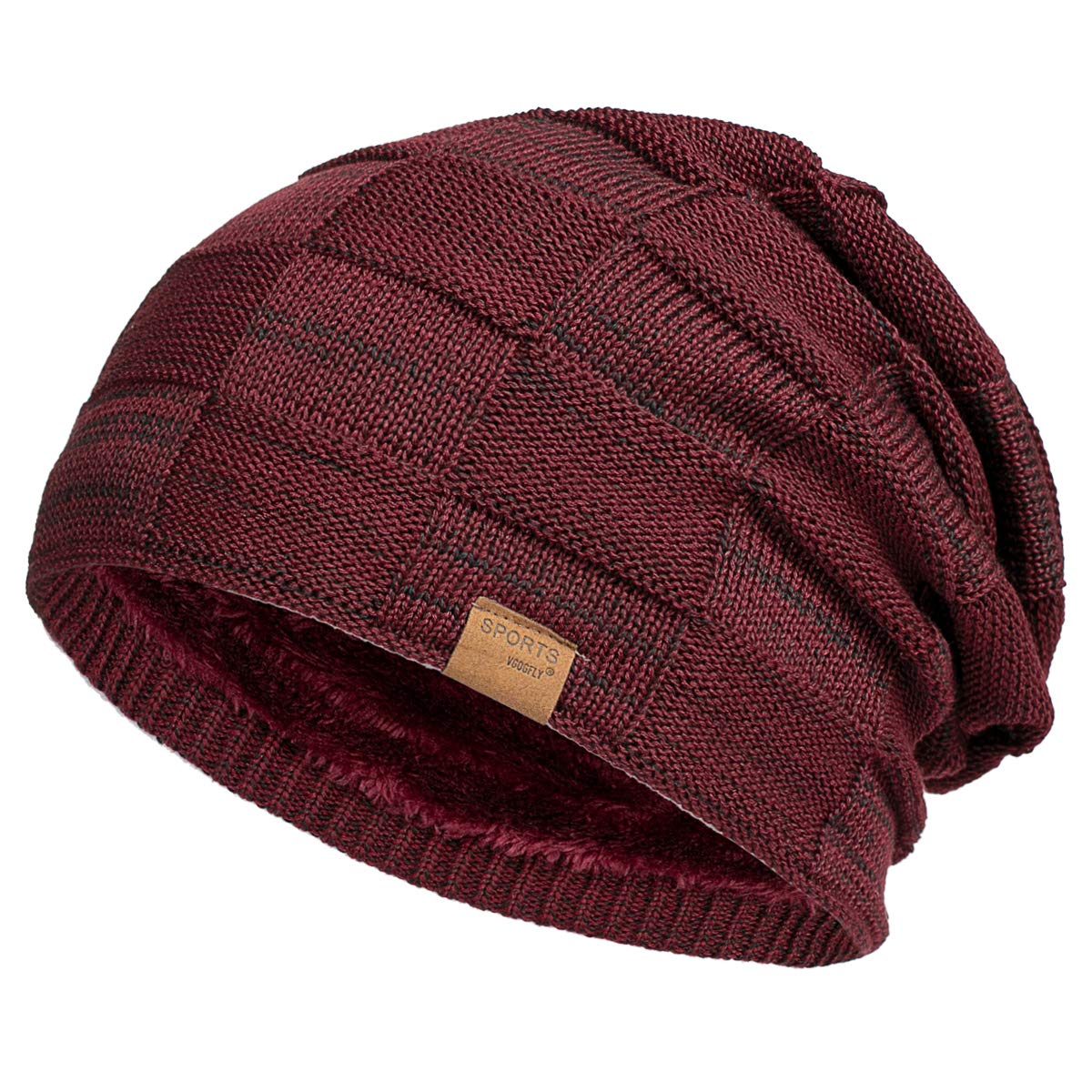 Vgogfly Slouchy Beanie for Men Winter Hats for Guys Cool Beanies Mens Lined Knit Warm Thick Skully Stocking Binie Hat
