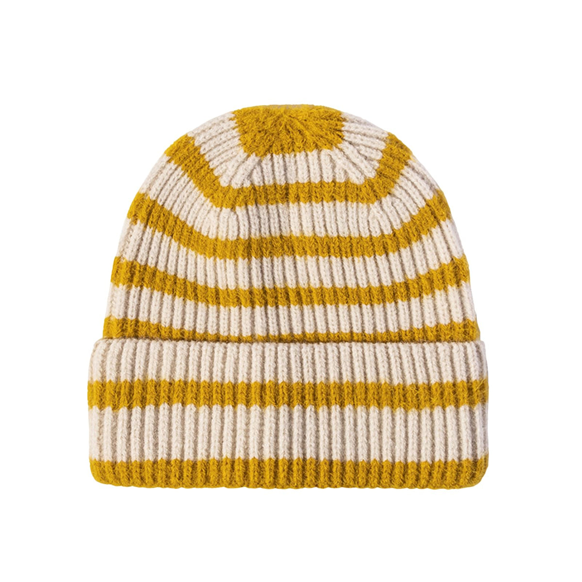 CORIRESHA Unisex Fashion Striped Beanie Cuffed Winter Warm Cozy Chunky Rib Knit Hat