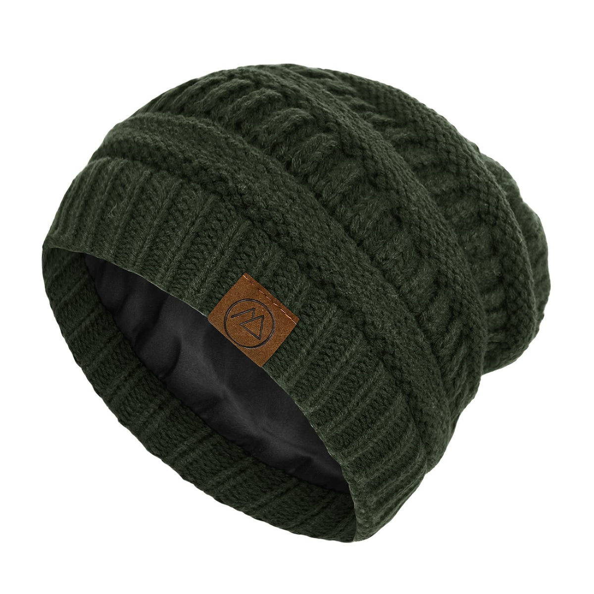 Beanies Women Satin Lined Beanie Winter Hats for Women Silk Lined Slouchy Beanie for Winter Warm Knit Cuffed Beanie Hat