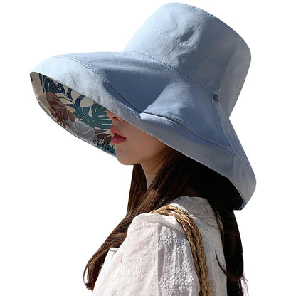 HUAMULAN Women Summer Vacation Wide Brim Sun Hat Reversible Fishing Hats