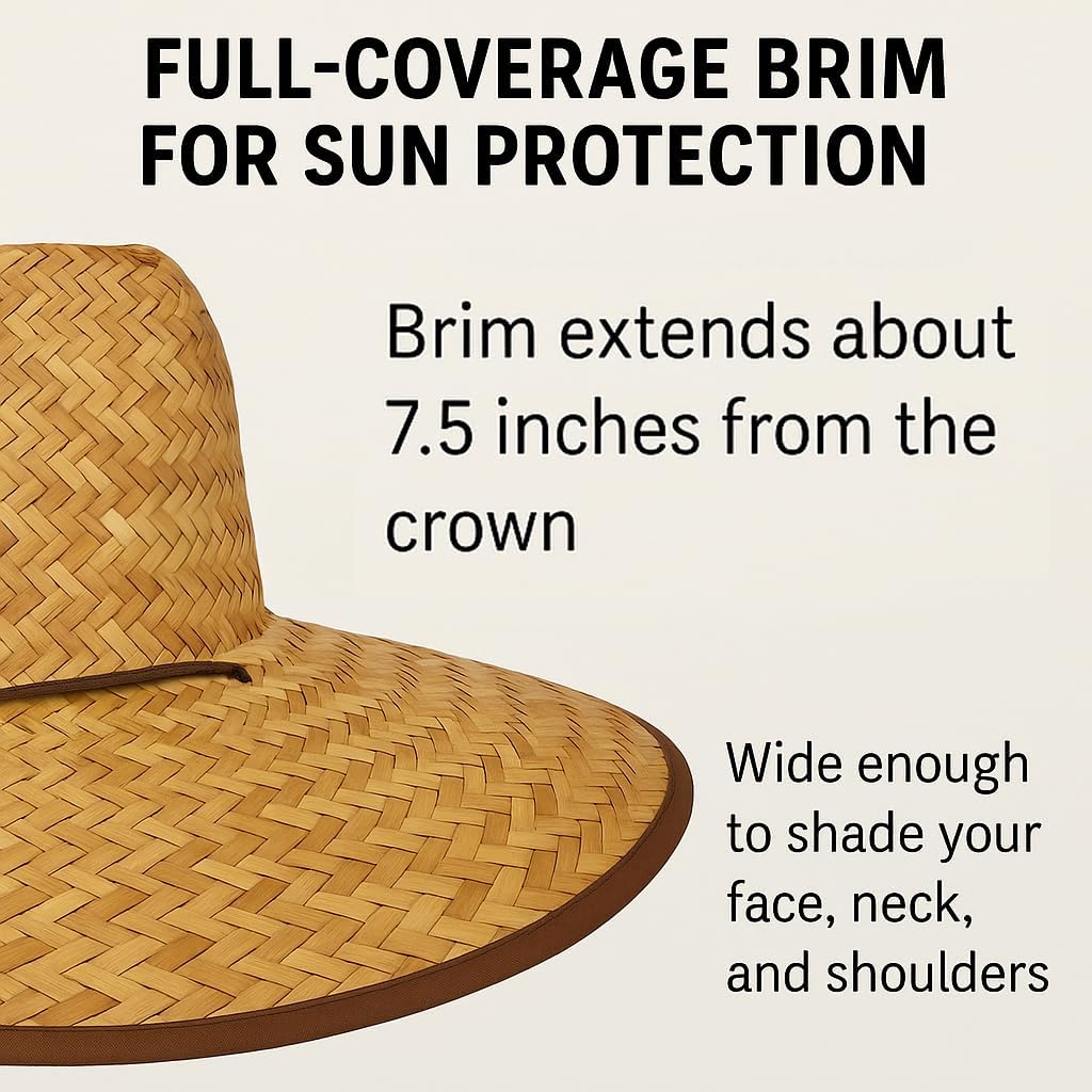 Double Weaved Hard Shell Shade Hat Large Fit Wide Brim Straw Hat Tan