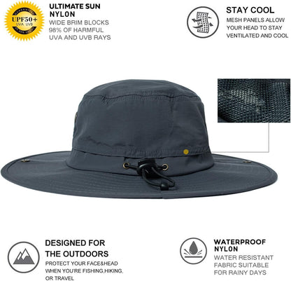 Comhats Waterproof UPF 50+ Wide Brim Sun Hat for Men Big Heads Oversized