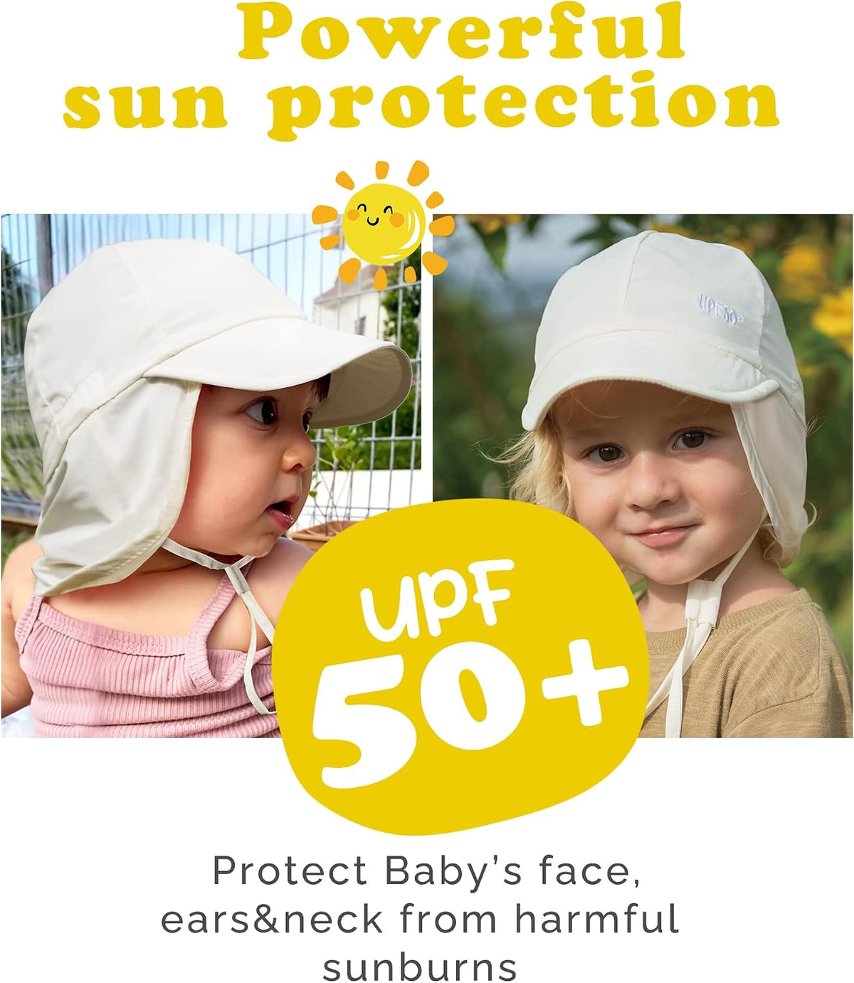 FURTALK Baby Sun Hat with Neck Flap UPF 50+ Toddler Quick Dry Swim Hat