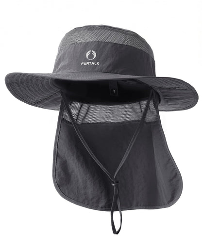 FURTALK Sun Hats for Men Women Fishing Hat with Neck Flap UPF Protection
