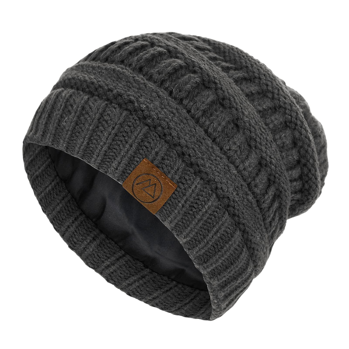 Beanies Women Satin Lined Beanie Winter Hats for Women Silk Lined Slouchy Beanie for Winter Warm Knit Cuffed Beanie Hat