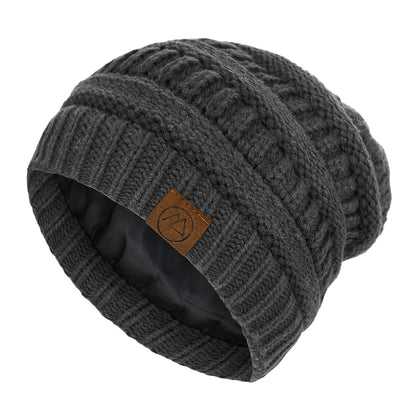 Beanies Women Satin Lined Beanie Winter Hats for Women Silk Lined Slouchy Beanie for Winter Warm Knit Cuffed Beanie Hat
