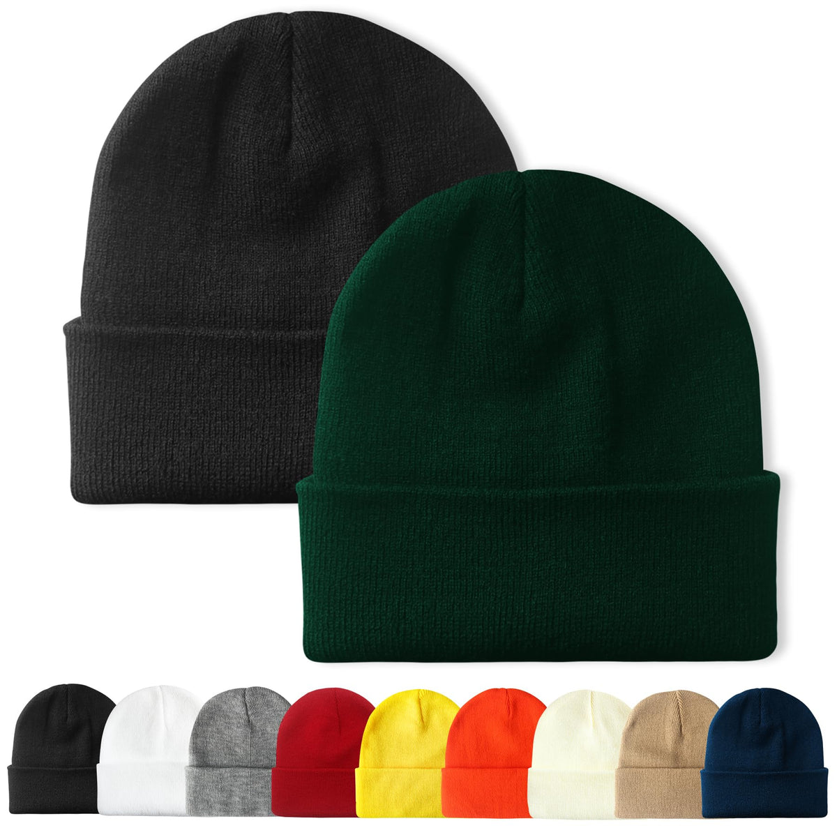 PFFY Unisex Beanie Hats for Men Women Plain Knit Winter Beanies Warm Hat
