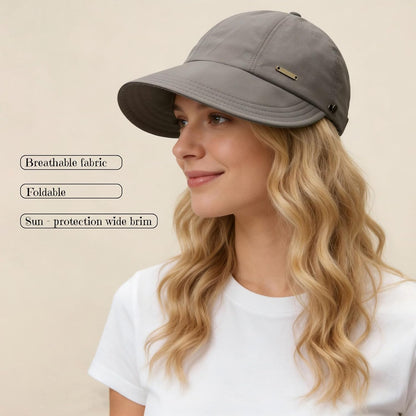 UPF 50+Womens Sun Hat UV Protection Hiking Fishing Hats Wide Brim Hat Adjustable Ponytail Packable Sun Cap