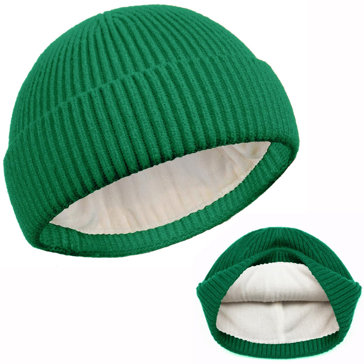 ROYBENS Swag Wool Knit Cuff Short Fisherman Beanie for Men Women Winter Hat