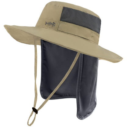 BASSDASH UPF 50+ Sun Fishing Hat Water Resistant with Detachable Neck Flap