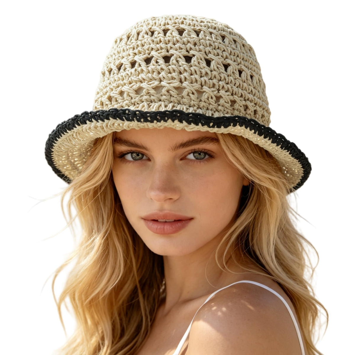 Floppy Big Beach Straw Hats for Women Foldable Summer Wide Brim Packable Sun Hat Womens Travel Straw Fedora Hat
