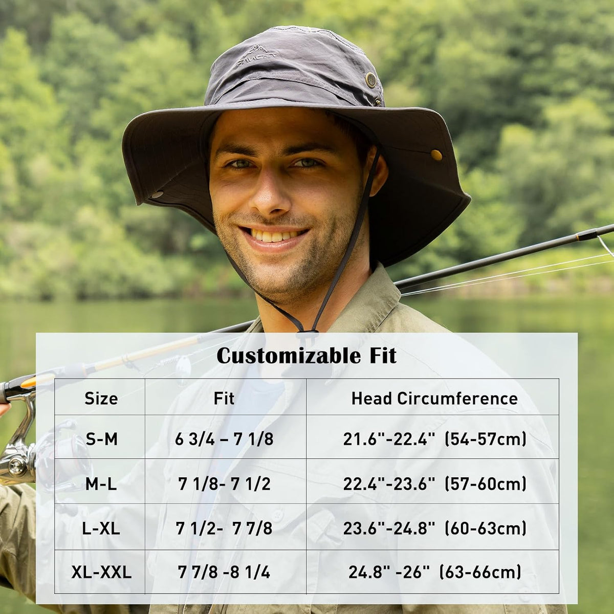 Comhats Waterproof UPF 50+ Wide Brim Sun Hat for Men Big Heads Oversized