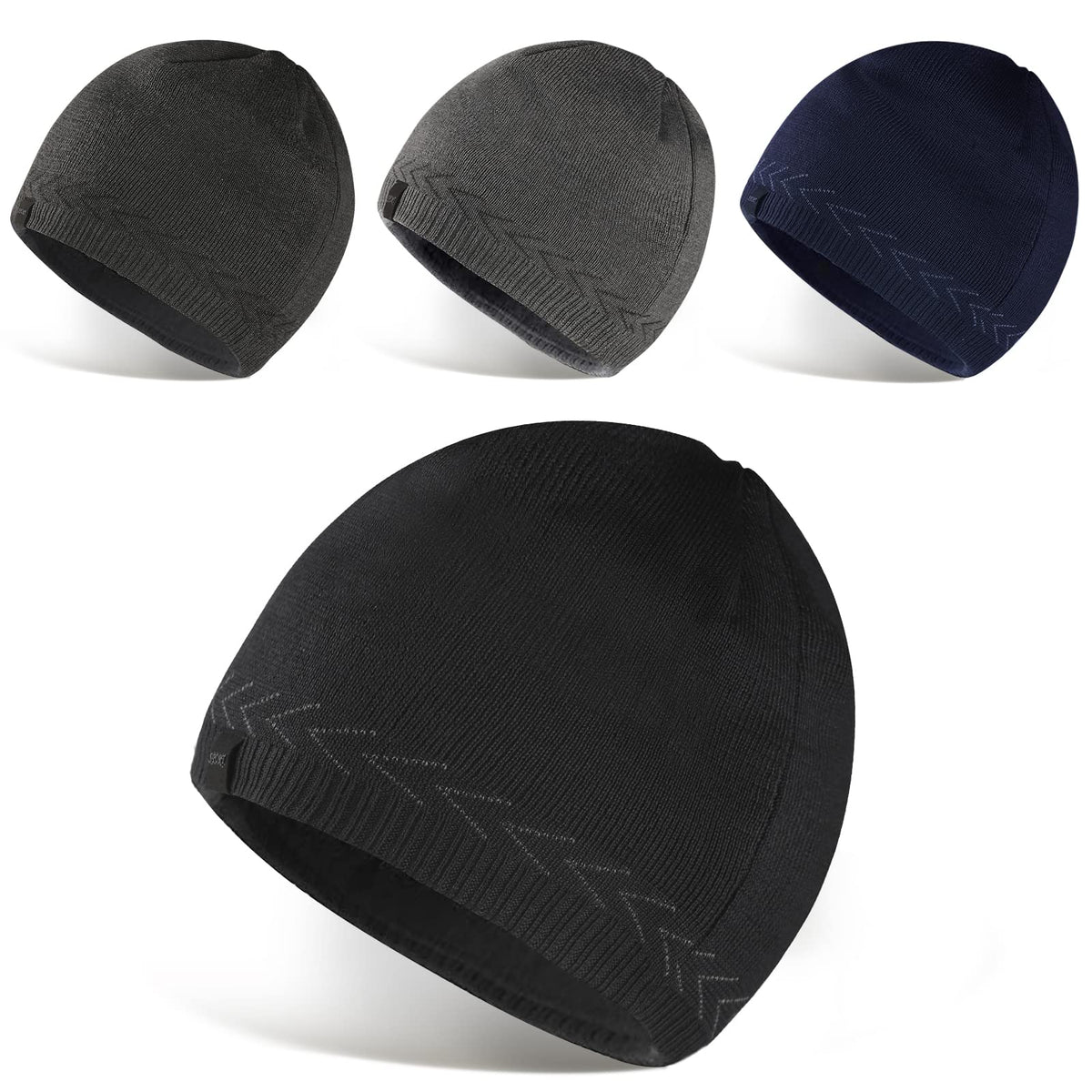 Mens Winter Warm Knitting Hats Plain Skull Beanie Cuff Toboggan Knit Cap