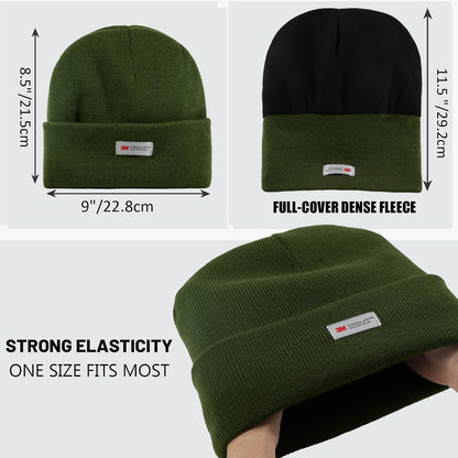 Waterproof Winter Fleece Lined Beanie Hat for Men Women Warm Knit Cuffed Beanie Thick Skull Cap Unisex Windproof Watch Hat