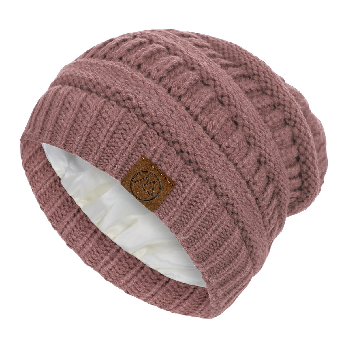 Beanies Women Satin Lined Beanie Winter Hats for Women Silk Lined Slouchy Beanie for Winter Warm Knit Cuffed Beanie Hat