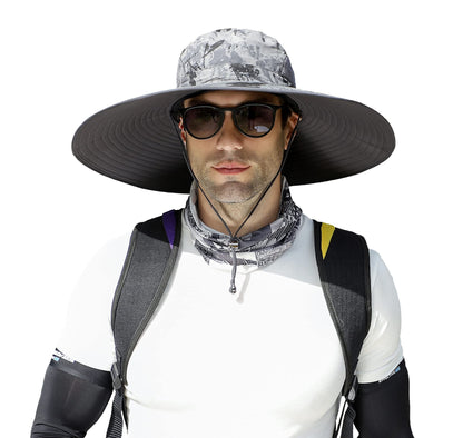 Leotruny Men Wide Brim Sun Hats UPF50+ Waterproof Breathable Bucket Hat