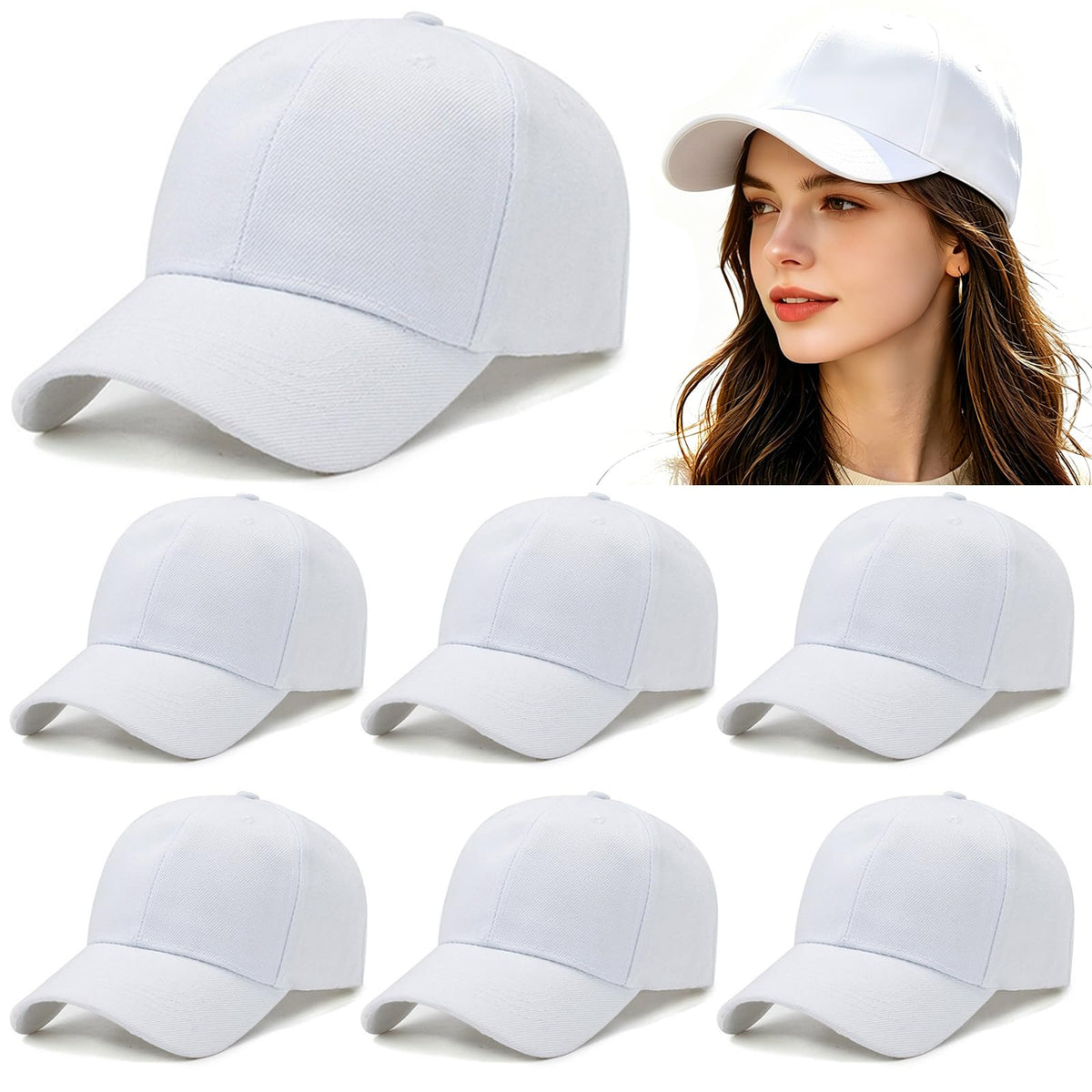 5/6 Packs Vintage Washed Plain Baseball Cap Distressed Dad Golf Hat for Men Women