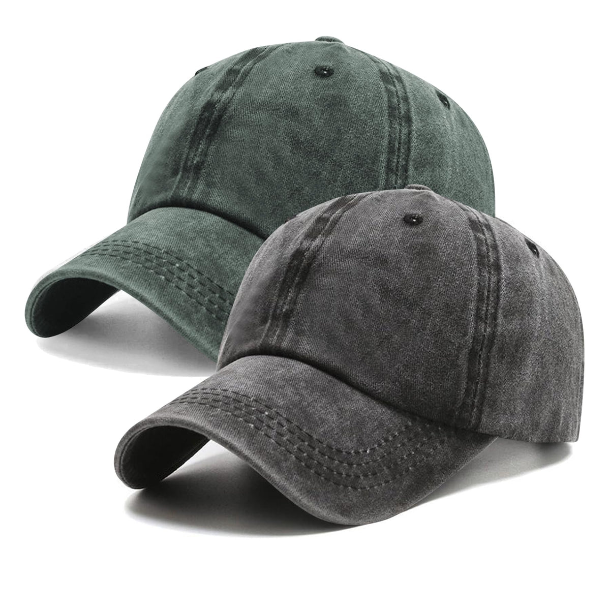 PFFY 2 Packs Vintage Washed Distressed Baseball Cap Dad Hat for Men Women