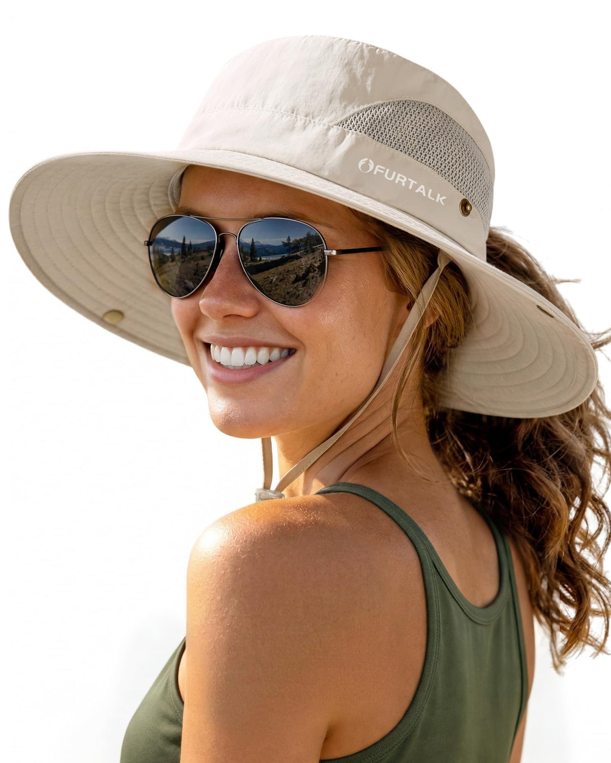 FURTALK Womens Sun Hat with Ponytail Hole Beach Hiking Summer Wide Brim UPF 50+ Outdoor Protection Foldable Bucket Hat