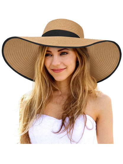 Floppy Sun Hats for Women, Summer Wide Brim Straw Beach Hat