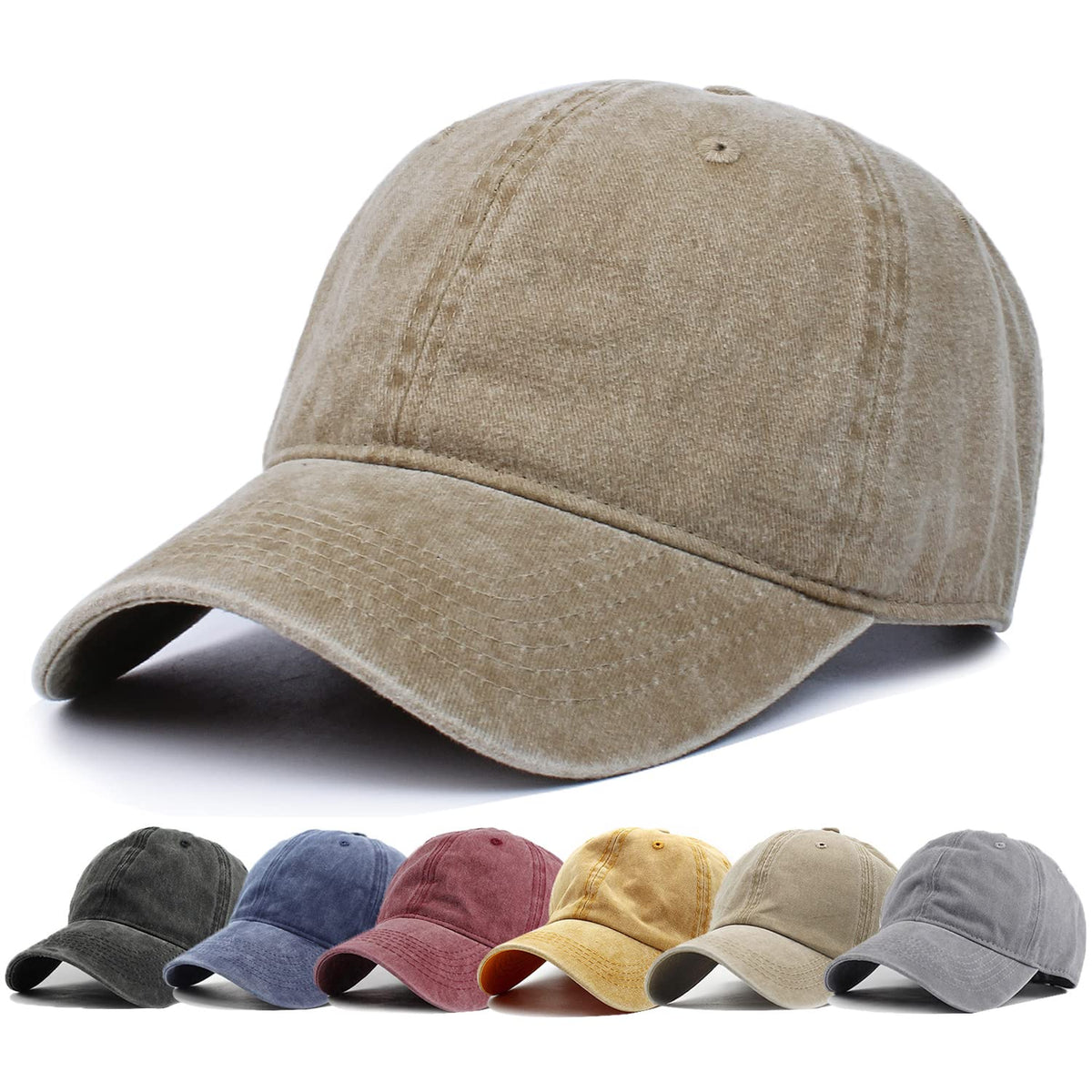 HH HOFNEN Baseball Cap Washed Cotton Unstructured Vintage Hat for Men Women