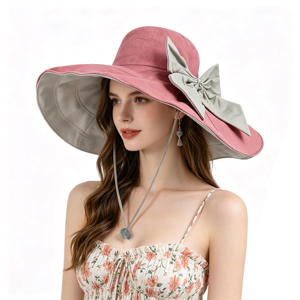 Women's Foldable Floppy Sun Hats Reversible Vacation Beach Cap Summer Wide Brim UPF 50+ Travel Fishing Bucket Hat