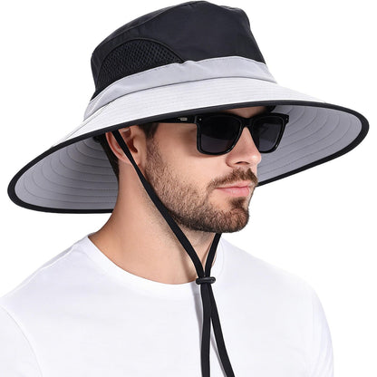 Wide Brim Sun Bucket Hat, Waterproof Boonie Hat for Men & Women