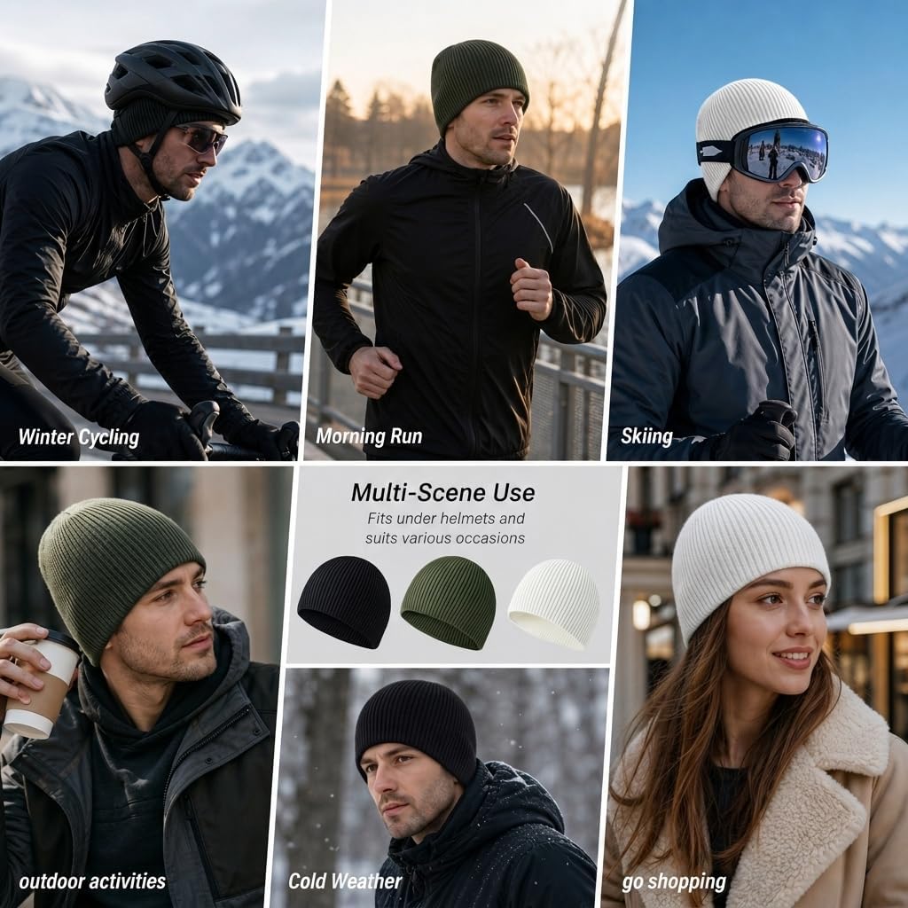 Mens Beanie Skull Cap Warm Plain Winter Toque Knit Hats for Cold Weather