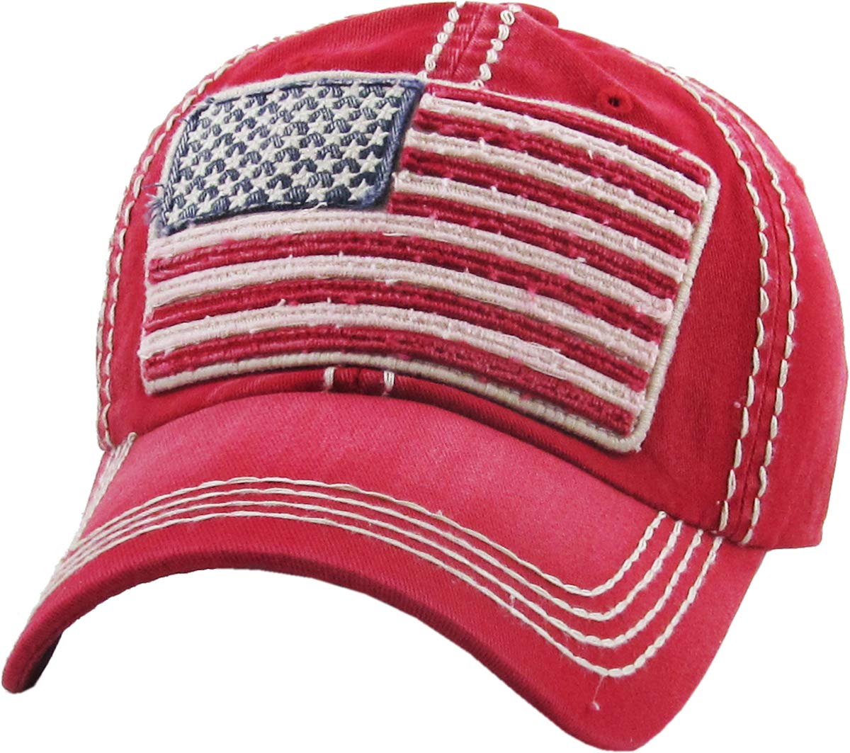 KBETHOS Flag USA America Military Thin Blue Line Thin Red Line Vintage Distressed Baseball Cap Dad Hat Unisex Adjustable…