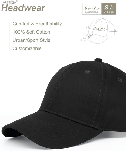 Artexia Baseball Cap 100% Cotton Hats for Men Hats for Women Cooling Performance Womens Baseball Caps