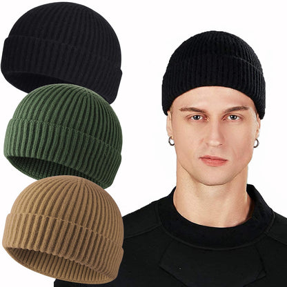 ROYBENS Swag Wool Knit Cuff Short Fisherman Beanie for Men Women Winter Hat