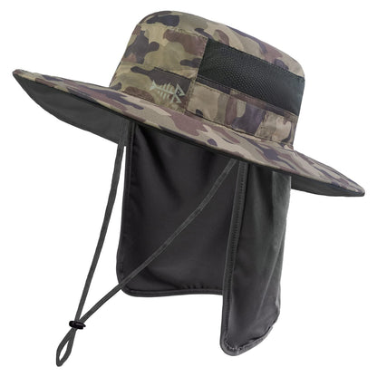 BASSDASH UPF 50+ Sun Fishing Hat Water Resistant with Detachable Neck Flap