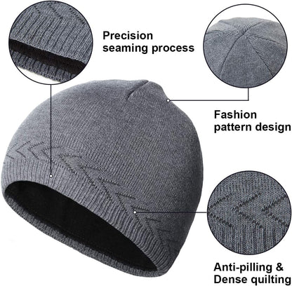 Mens Winter Warm Knitting Hats Plain Skull Beanie Cuff Toboggan Knit Cap