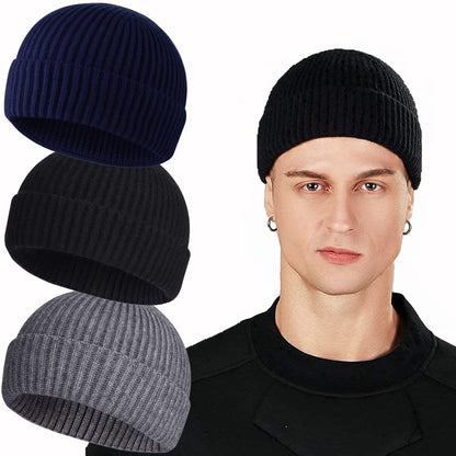 ROYBENS Swag Wool Knit Cuff Short Fisherman Beanie for Men Women Winter Hat