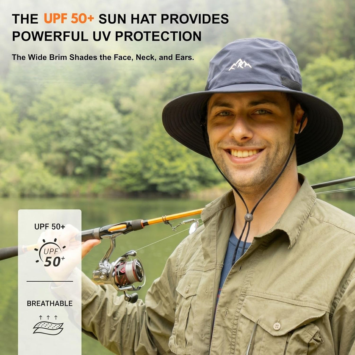TOP-EX Men's Waterproof Bucket Sun Hat, UPF 50+ Wide Brim, S/M-XXL