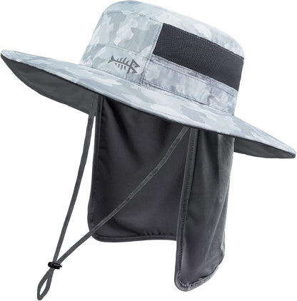 BASSDASH UPF 50+ Sun Fishing Hat Water Resistant with Detachable Neck Flap
