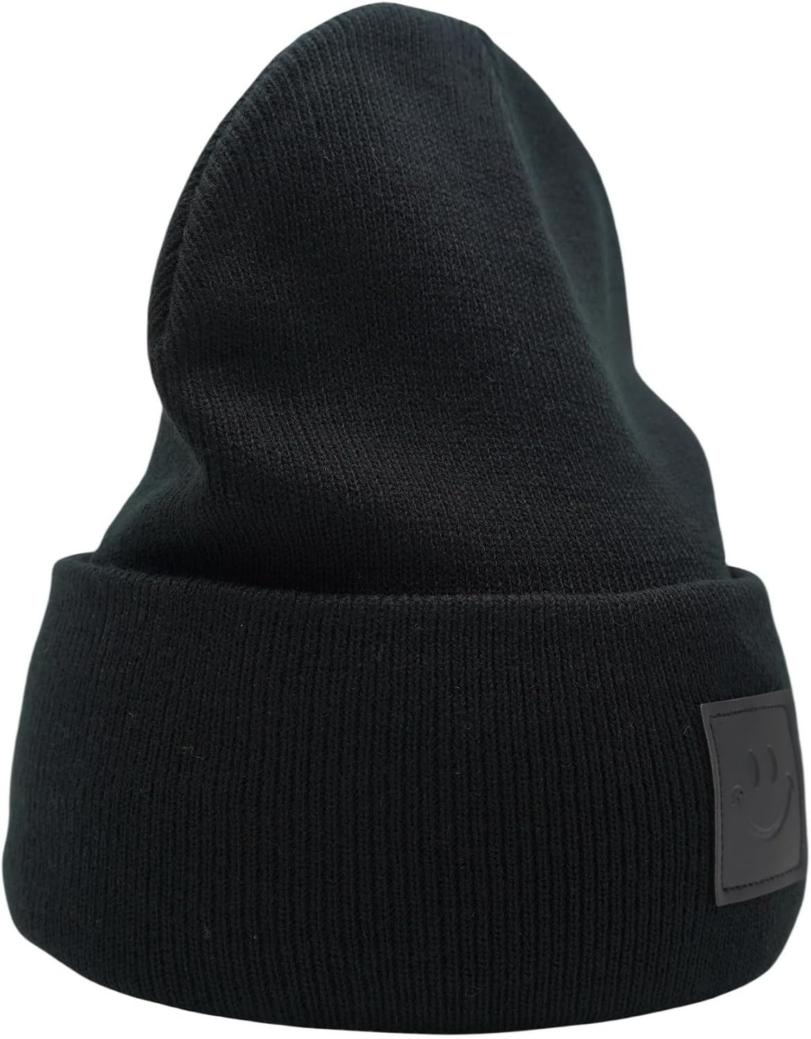 55cube Unisex Knit Cuffed Beanie Hats Warm Winter Caps with Leather Logos