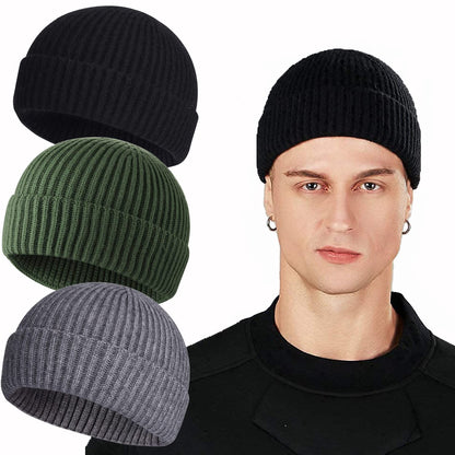 ROYBENS Swag Wool Knit Cuff Short Fisherman Beanie for Men Women Winter Hat