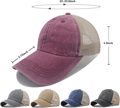 5/6 Packs Vintage Washed Plain Baseball Cap Distressed Dad Golf Hat for Men Women