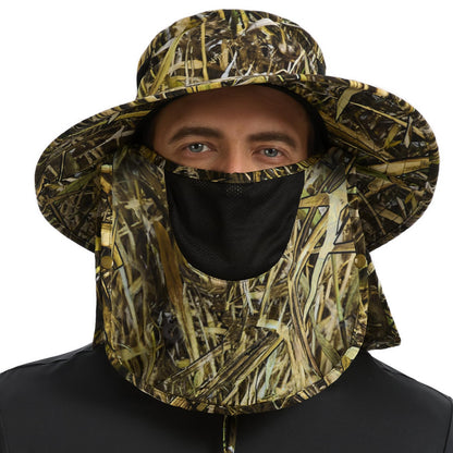 BASSDASH UPF 50+ Breathable Sun Hat with Removable Face Cover and Neck Flap Wide Brim Bucket Hat for Fishing Hiking Men Women