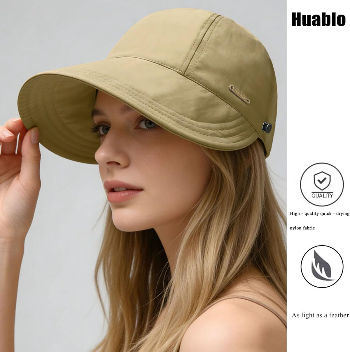 UPF 50+Womens Sun Hat UV Protection Hiking Fishing Hats Wide Brim Hat Adjustable Ponytail Packable Sun Cap