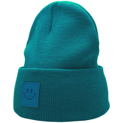 55cube Unisex Knit Cuffed Beanie Hats Warm Winter Caps with Leather Logos