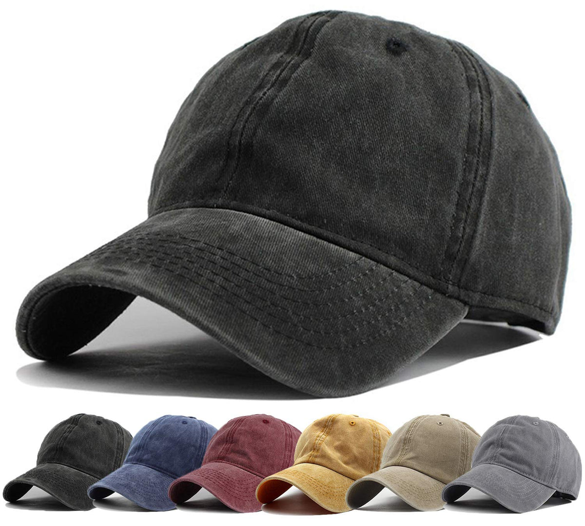 HH HOFNEN Baseball Cap Washed Cotton Unstructured Vintage Hat for Men Women