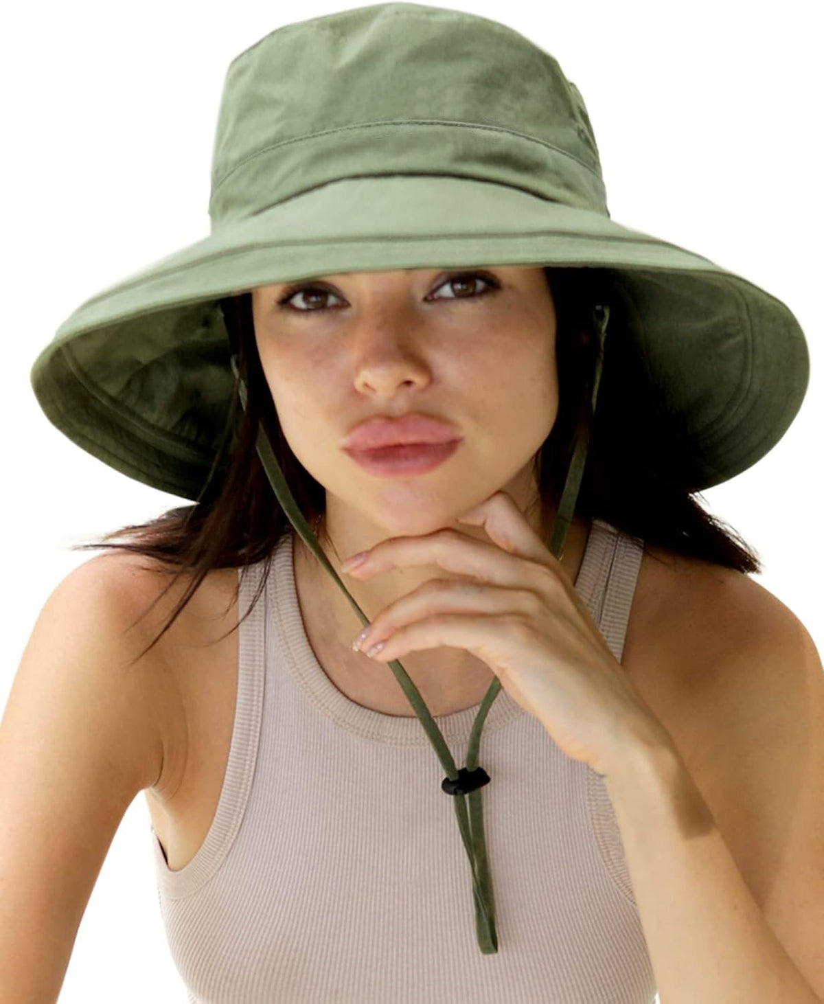 Hatiis Womens Sun Hat with Ponytail Hole Cotton Shapeable Wide Brim