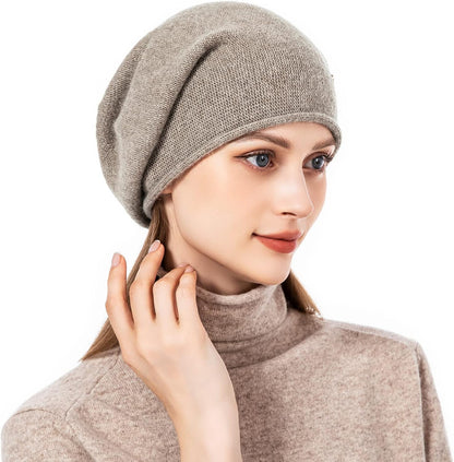 Knit Slouchy Beanie Hats for Women Cashmere Ski Cap Knitted Wool Soft Warm Winter Hat