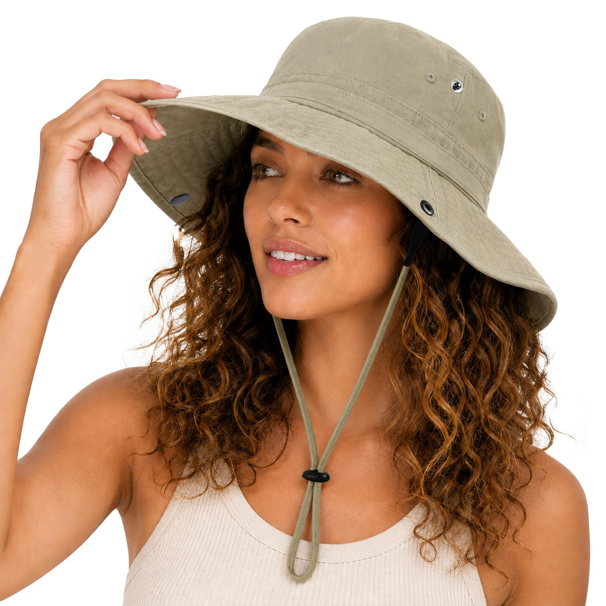 Womens Satin Lined Sun Hat UV Protection Washed Cotton Sun Hat with Satin Lining for Outdoor Beach Travel Hiking