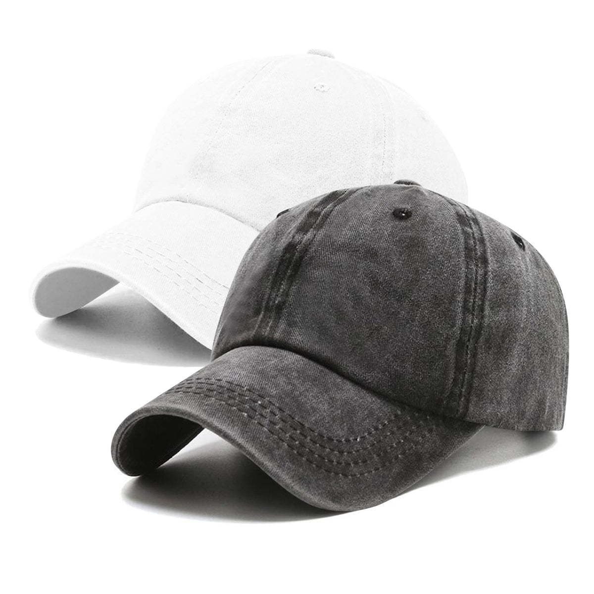 PFFY 2 Packs Vintage Washed Distressed Baseball Cap Dad Hat for Men Women